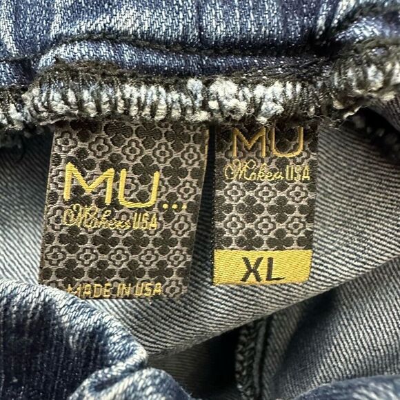MU Denim Women's XL Elastic Waist Pull On Capri Jeans Blue Casual Comfy‎ Cropped - Picture 5 of 9